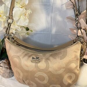 Coach Maddison Hobo Bag With Dual Straps In Dotted Monogram💛 Original Charms